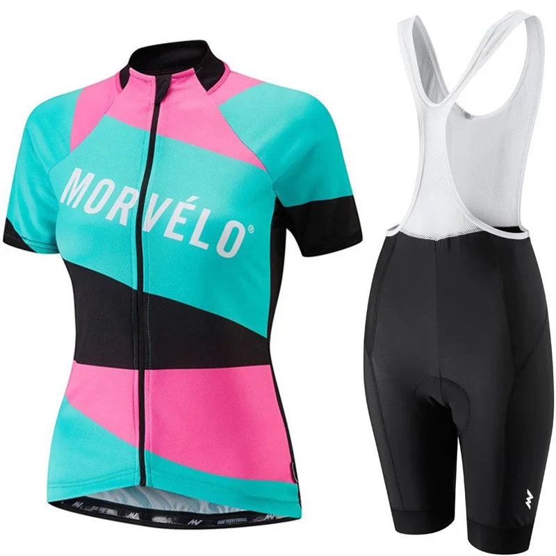 Pro team Morvelo Женская велосипедная Джерси Набор спортивная одежда шорты рукав Maillot Ropa
