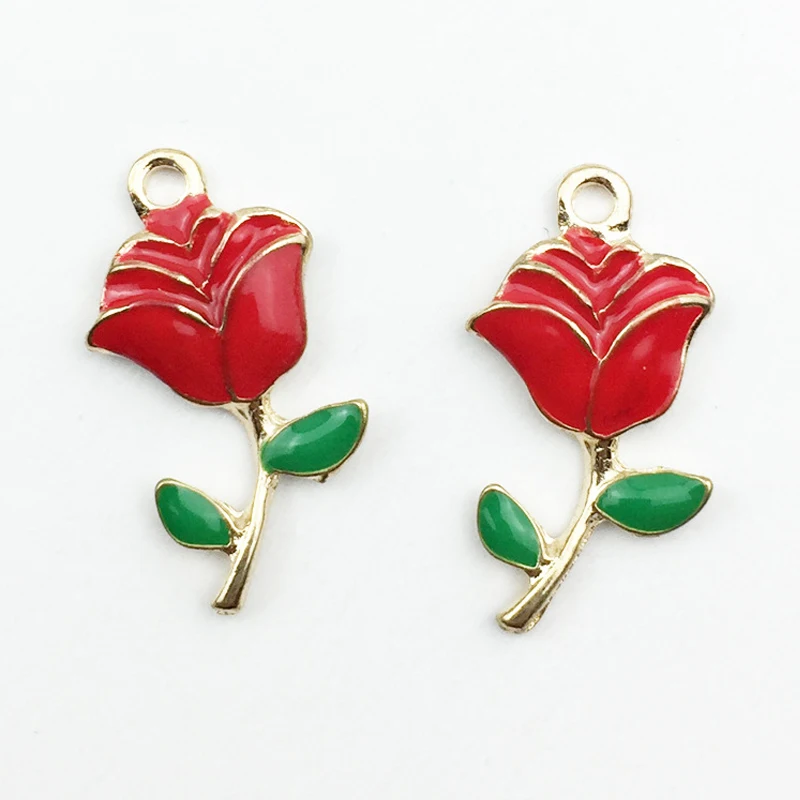 Эмалированная подвеска в виде Розы 10 цветов 13 х24 мм Ювелирная фурнитура ручной