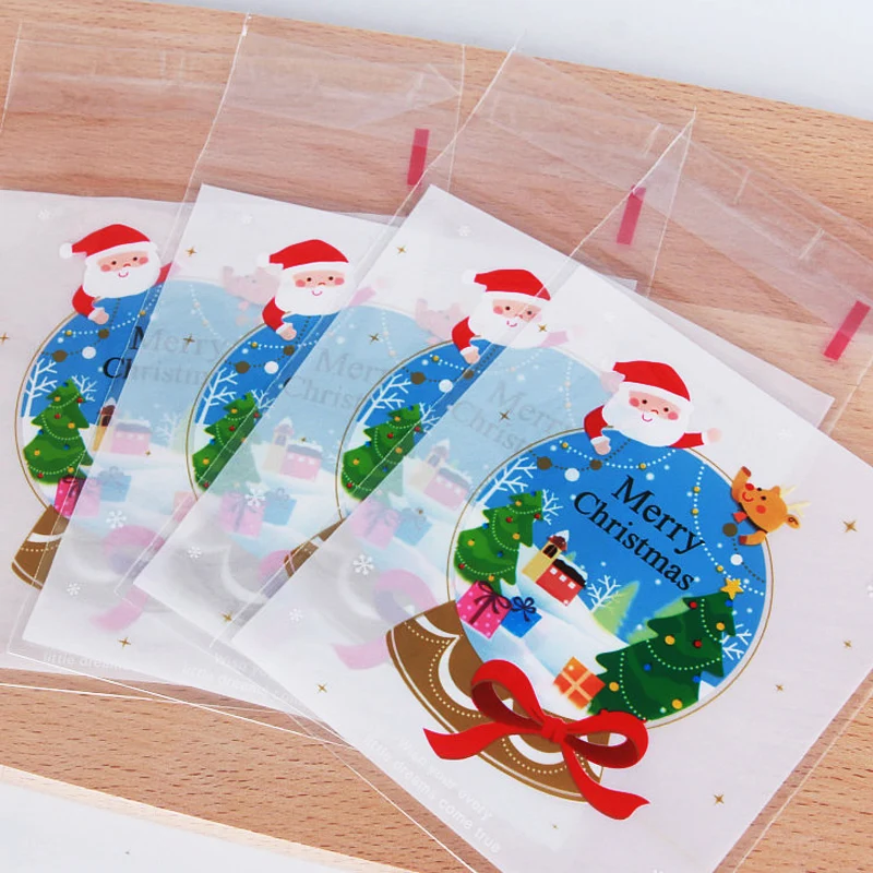 25PCS/Lot Mini Christmas Crystal Ball Kids Gift Holder Cookies Packaging Bags Wedding Bake Candy Jewelry Biscuit Plastic | Дом и сад