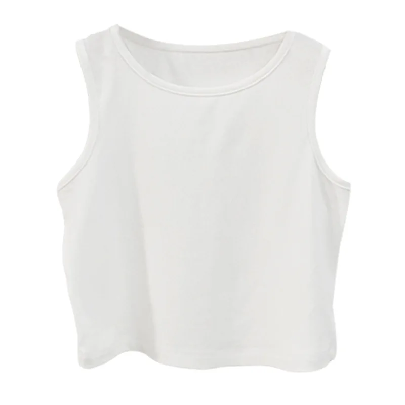 Chic Cropped Tank Top Women Sleeveless Knitted Tops Summer White Black | Женская одежда