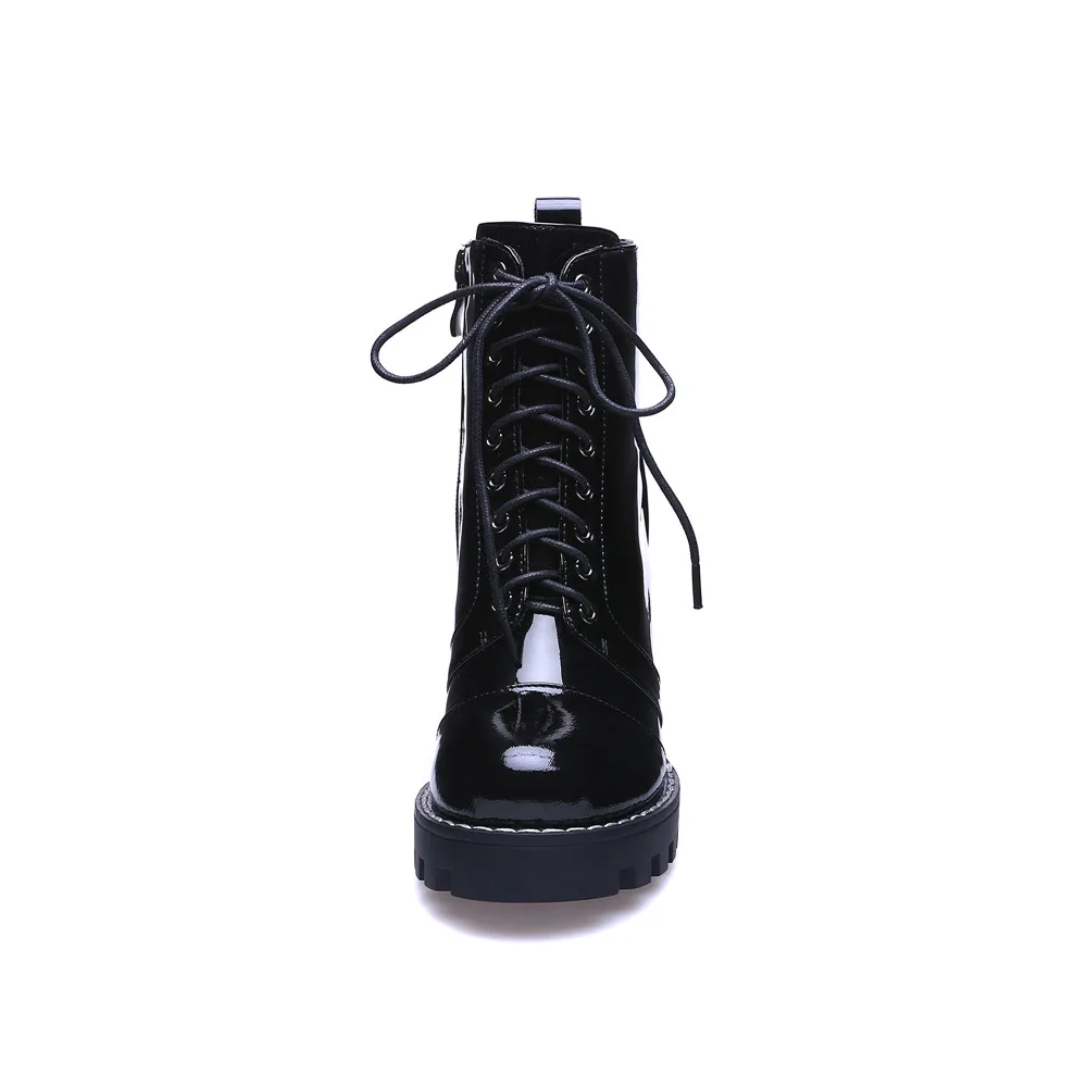 Prova Perfetto Brand Design Black ankle Boots Women Lace-up Real Leather Platform Shoe Woman Party Ankle Boots High Heel Boots
