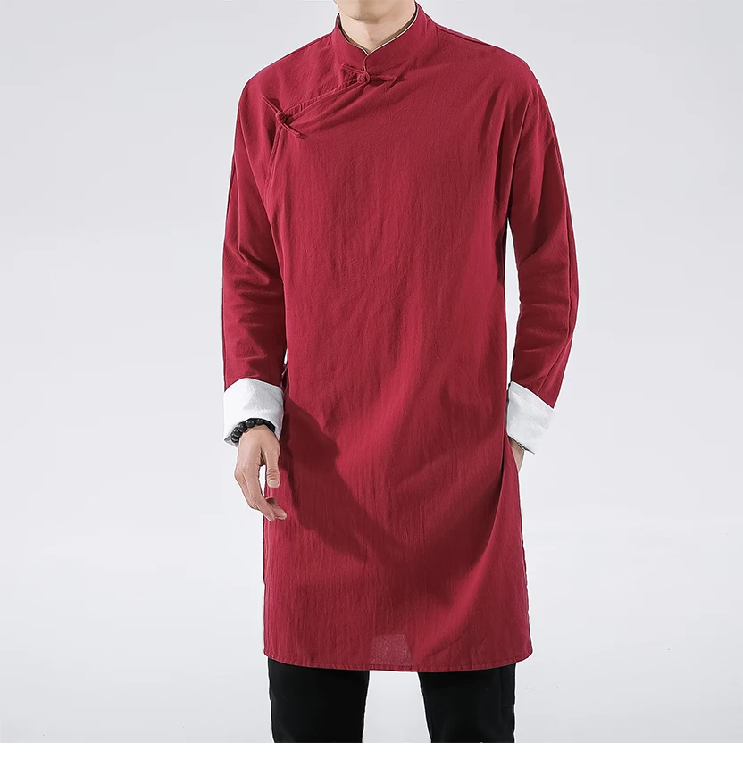 Sinicism Store мужское черное пальто стритвейм Мужская льняная куртка длинное пальто мужской китайский стиль харудзюку ветровка