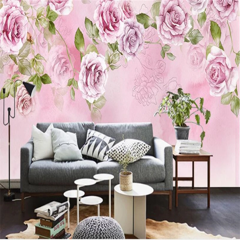 Обои для стен обои в стиле ретро пасторальная Роза ТВ задняя поверхность