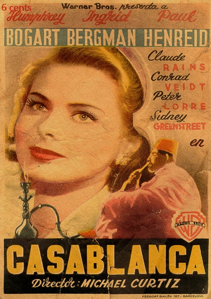 Casablanca Movie Poster, декоративная наклейка, плакат из крафт-бумаги, наклейка на стену, винтажная Наклейка на стену, настенный стикер по фильму