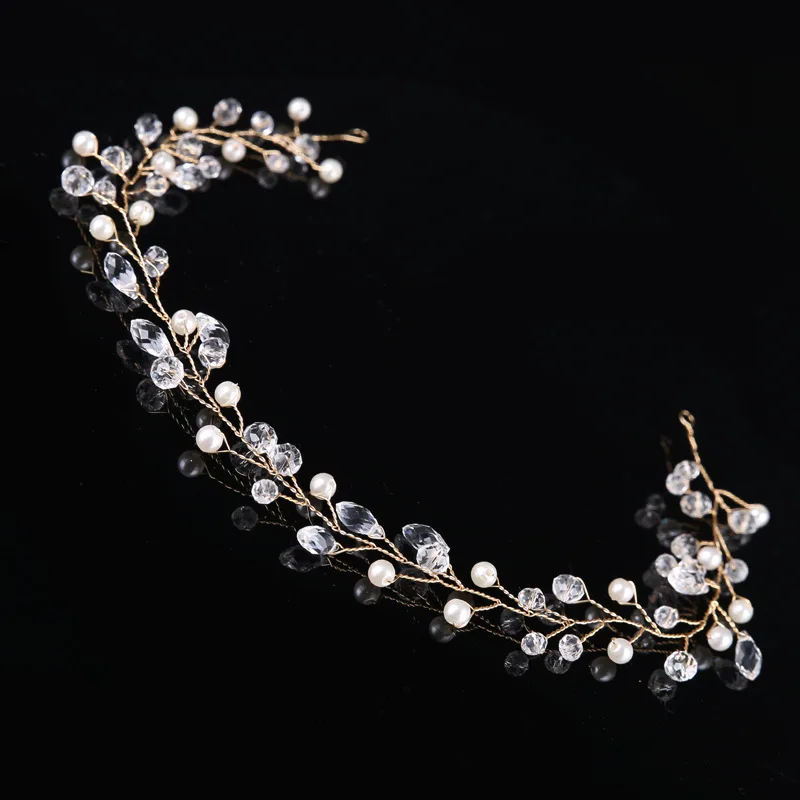 New Women Crystal Headbands Handmade Pearl Rhinestones Bride Hair Jewelry Elegant Wedding Headband Accessories Free shipping | Украшения и