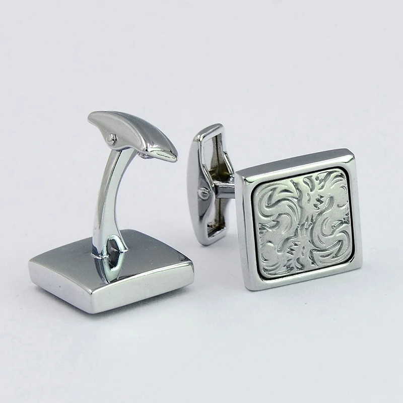 Тисненый double dragon благоприятный узор запонки квадратный КИТ сзади классический