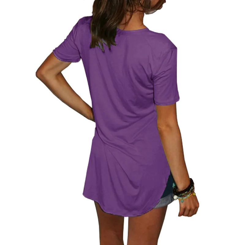 XXXL, 5XL, летняя футболка, большие размеры, женская футболка, одноцветная, v-образный вырез, короткий рукав, закругленный подол, длинная футболка, повседневный Топ, Женская туника
