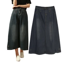 free shipping 2018 new fashion long mid calf a line s l plus size denim jeans spring and summer style women casual skirts