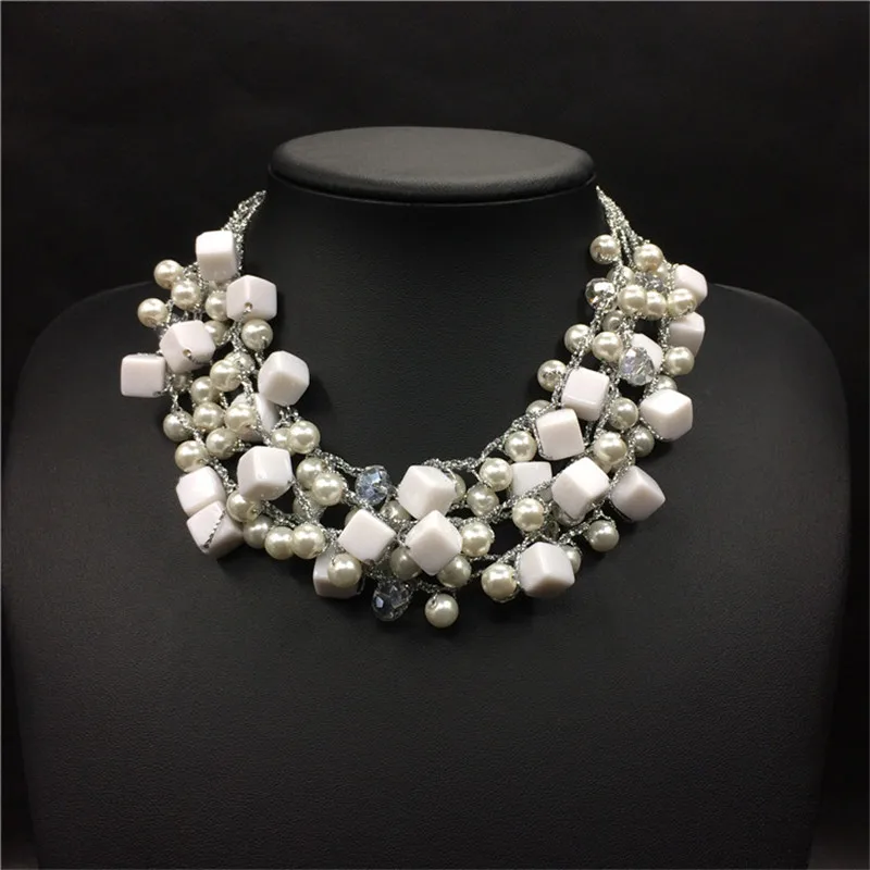 Fashion Chokers Necklaces For Women Geometric Acrylic Pearl Necklace Party Jewelry Yaoxi YX90307 | Украшения и аксессуары