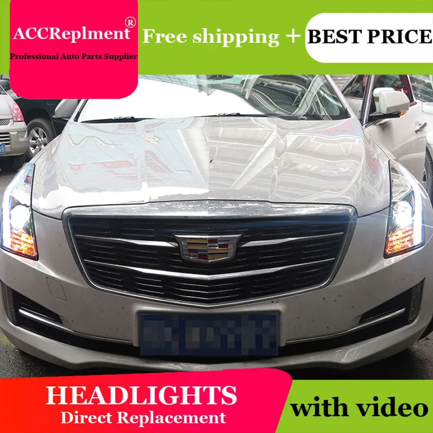 Car Styling LED Head Lamp for Cadillac ATSL headlights 2014 2016 2017 New H7 hid Q5 Bi-Xenon Lens low beam | Автомобили и
