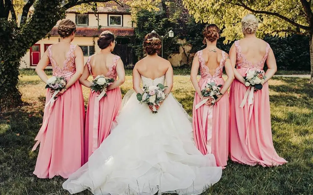 Дешевое розовое платье подружки невесты в стиле бохо Пляжное летнее