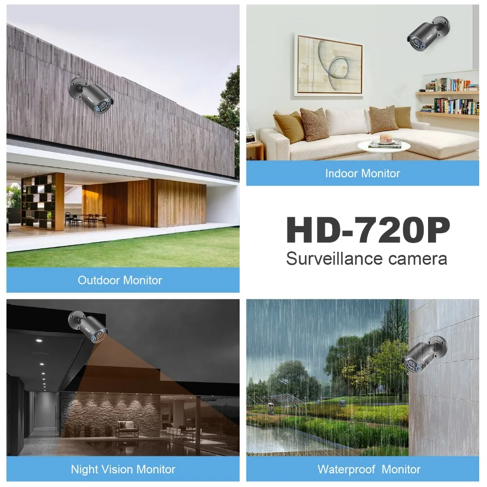 ANNKE 8CH система камеры безопасности 720 P 5в1 DVR перезаказ 8 шт. HD наружная видео