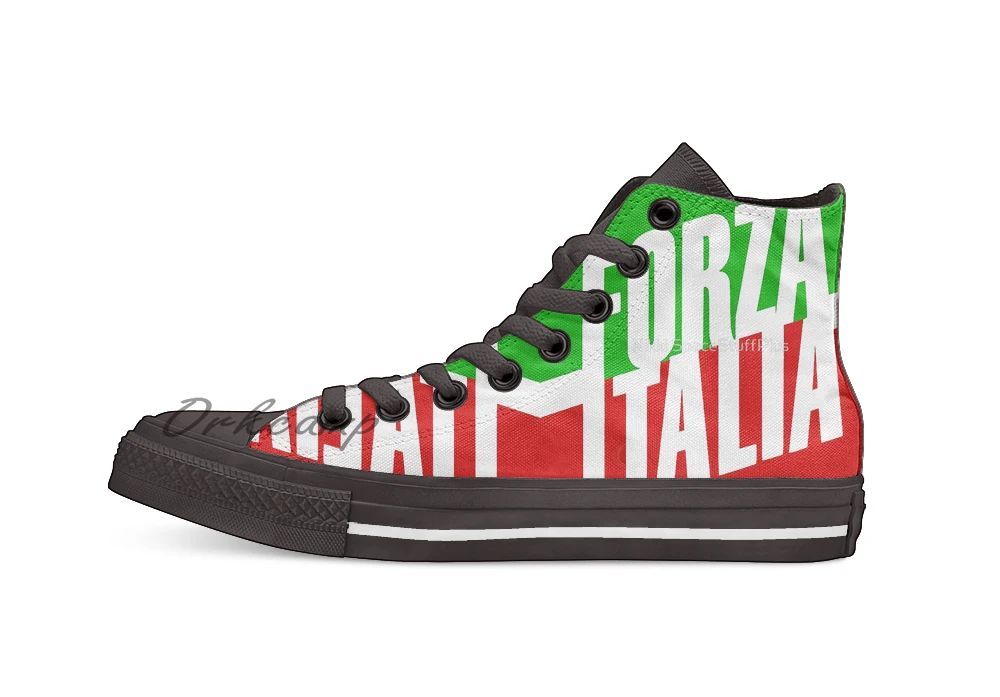 Forza Italia(вперед Италия) вечерние дизайнерские дышащие Повседневные высокие холщовая обувь кеды на шнуровке