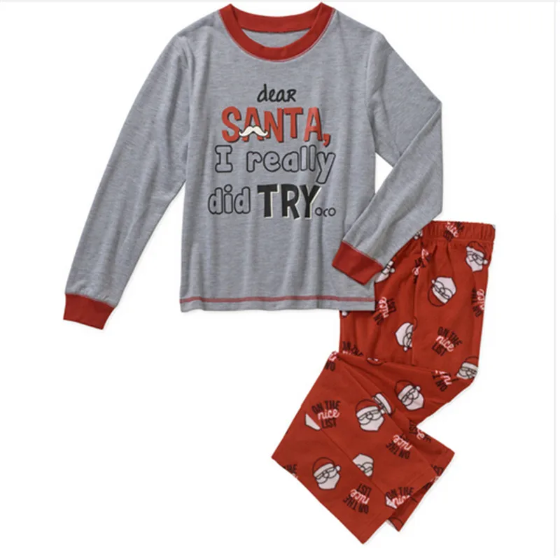 Newest Letter Family Christmas Dad Mom Kids Pajamas Party T shirt Pants Casual Sleepwear Nightwear Home XMAS Pop Clothes | Мать и ребенок