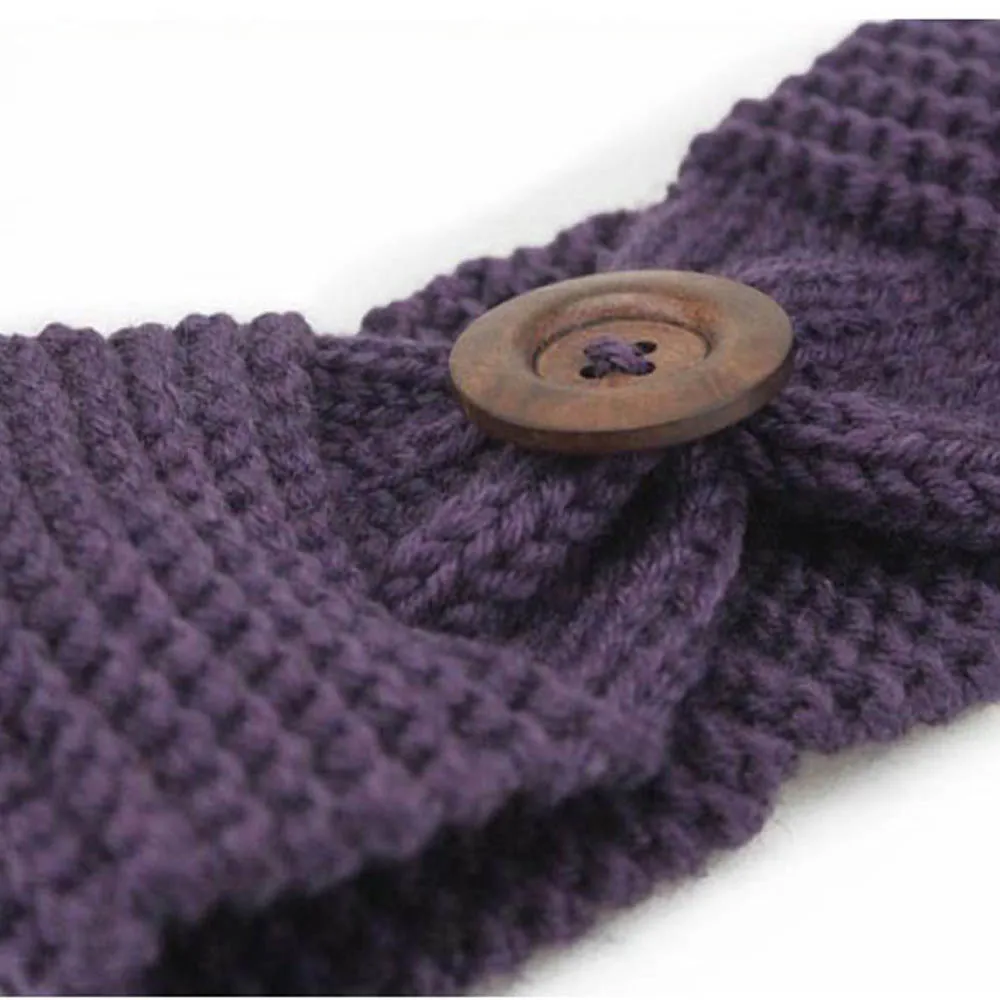 

Winter Warmer Knitted Headband Turban For Lady Women Crochet Bow Button Stretch Knit Hairband Wool Headwrap Hair Accessories