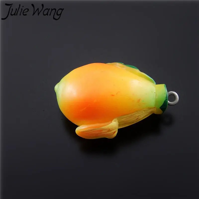 Julie Wang 5 шт. подвеска из смолы манго персик фрукты серьги фурнитура для