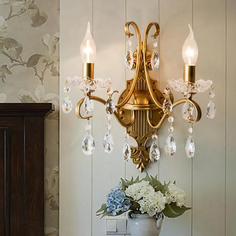 Американский винтажный Хрустальный настенный светильник освещение