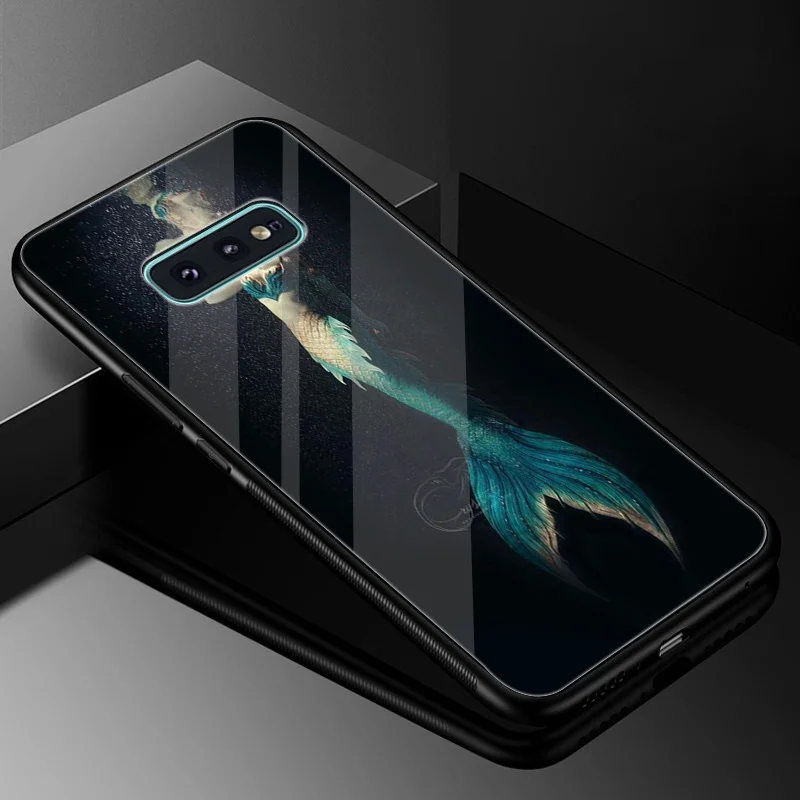 Desxz Mermaid Glass Case For Samsung Galaxy S7 Edge S8 S9 Plus Note 8 9 S10 Cover DIY Mirror |