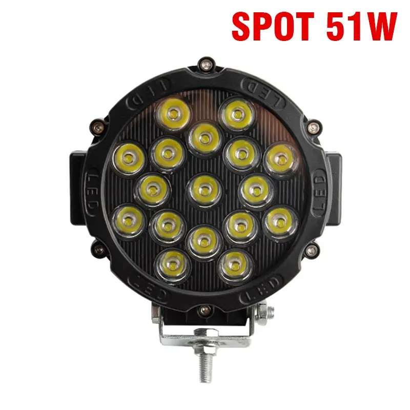 1pcs Spot 51W OKEEN 51 Вт 30 Вт круглый внедорожный светодиодный рабочий светильник, 12 В 24 В, автомобильный точечный прожектор, дальнего света, светодиодный светильник, 4x4 для внедорожника, противотуманная фара - Цвет: 1pcs Spot 51W