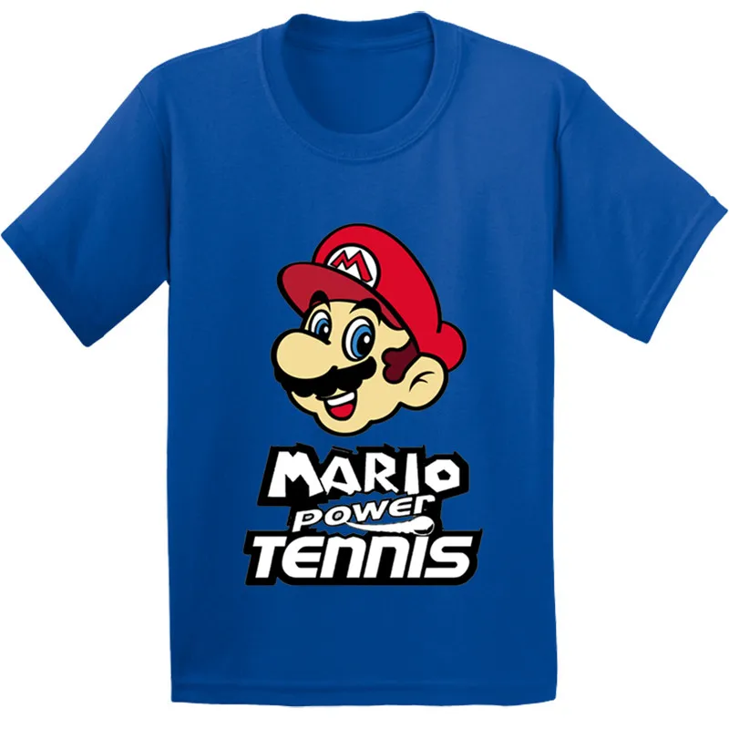 100% хлопок Детская футболка с рисунком Super Mario Power тенниса забавная одежда