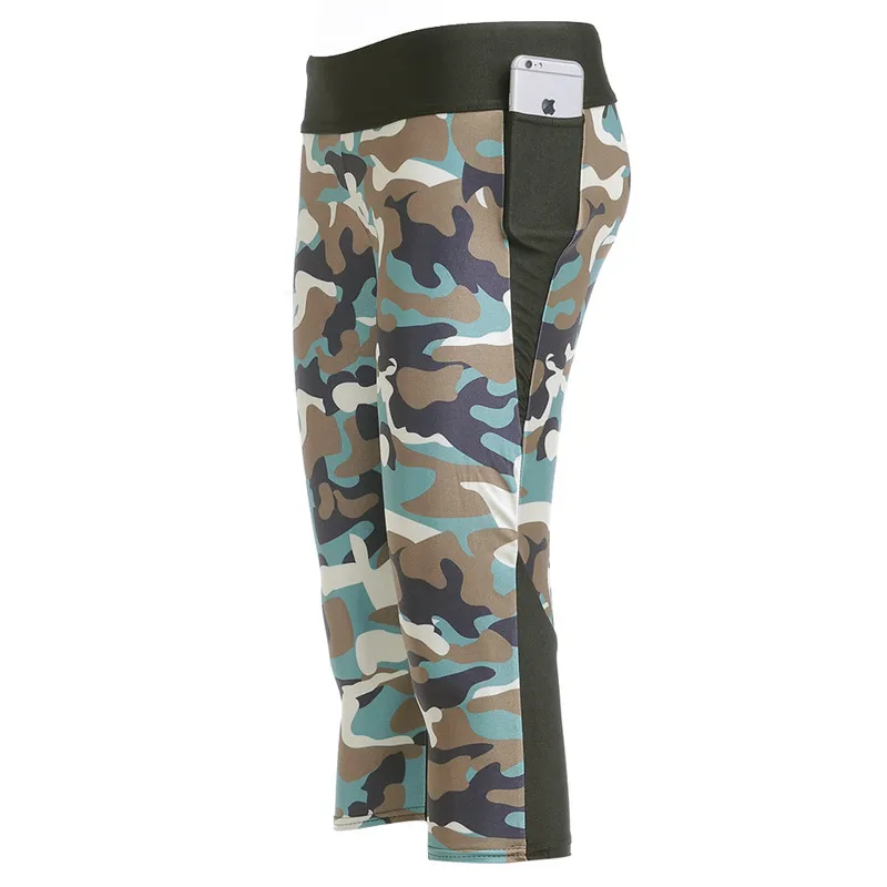 Брюки Капри женские 7 точечные брюки армейский зеленый камуфляж цифровой принт с