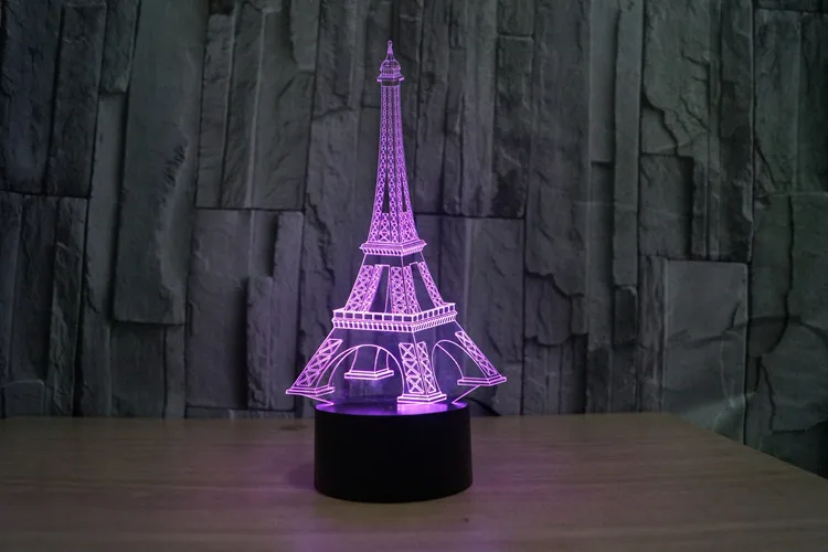 3D визуальная Эйфелева башня светодиодные ночники 7 цветов изменение цвета