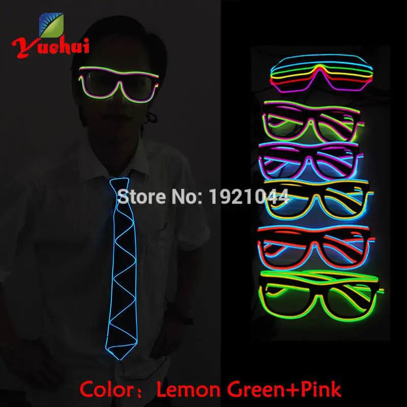 Новый стиль двухцветные мигающие светодиодные очки EL wire неоновые светящиеся
