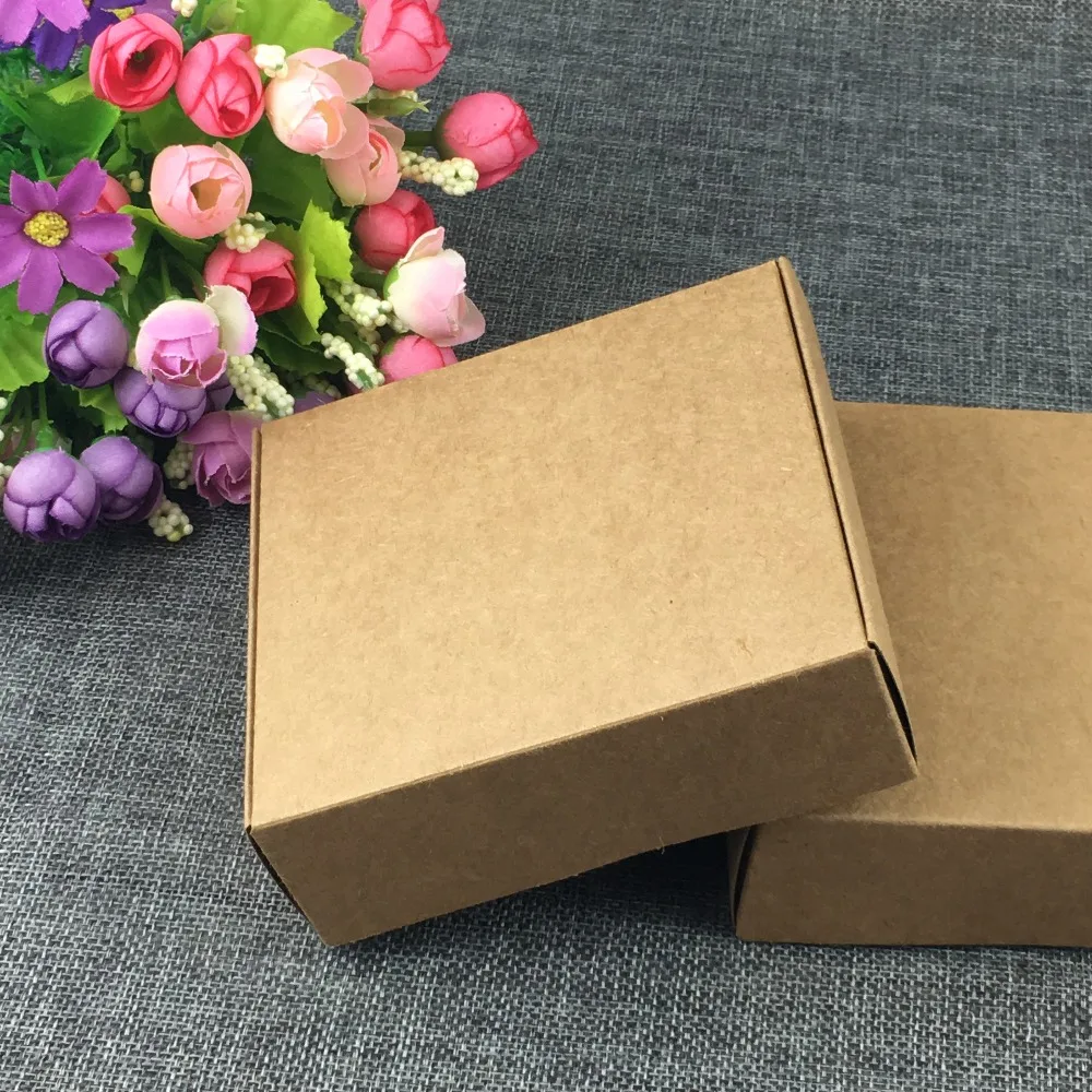 50 шт. коричневая коробка для ювелирных изделий Подарочная крафт упаковка пустая
