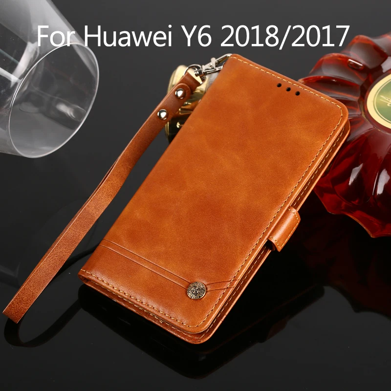 Чехол для телефона huawei Y6 2018 2017 Y5 премьер Открывающийся Бумажник Ретро