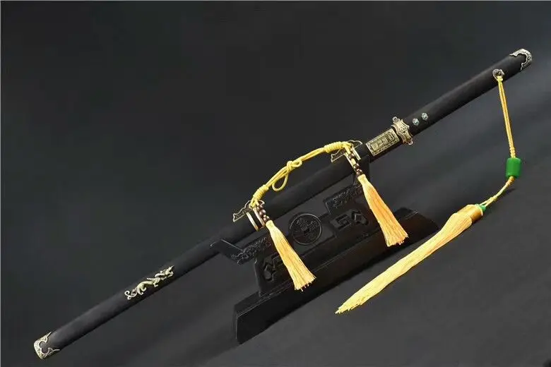 Китайский Han jian меч черная позолота Высокая марганцевая сталь острое лезвие