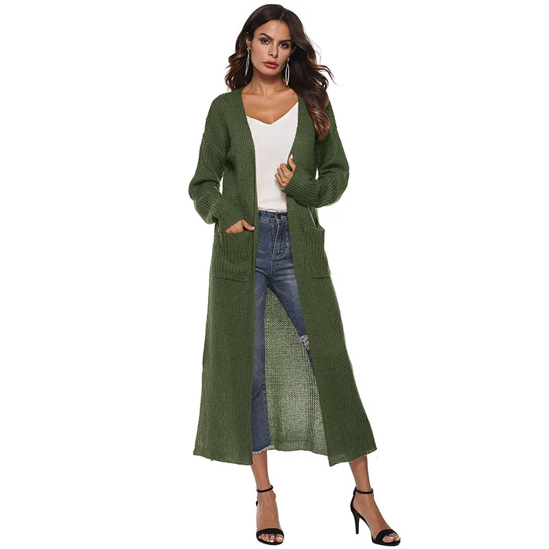 New Autumn Winter Women Long Sleeve Knitwear Warm Sweater Cardigans Solid Color Knitted Outerwear Open Stitch Plus Size |