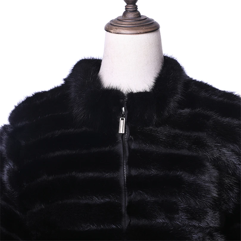 Natural Mink Fur Coats Women 2018 Fashion England Style Genuine Solid Striped Double-face fur Coat For Lady | Женская одежда