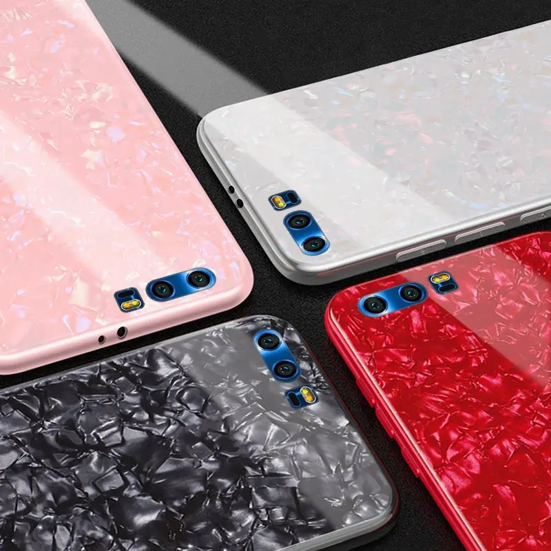 Чехол из закаленного стекла для Huawei Honor 9 стеклянный чехол силиконовая мягкая