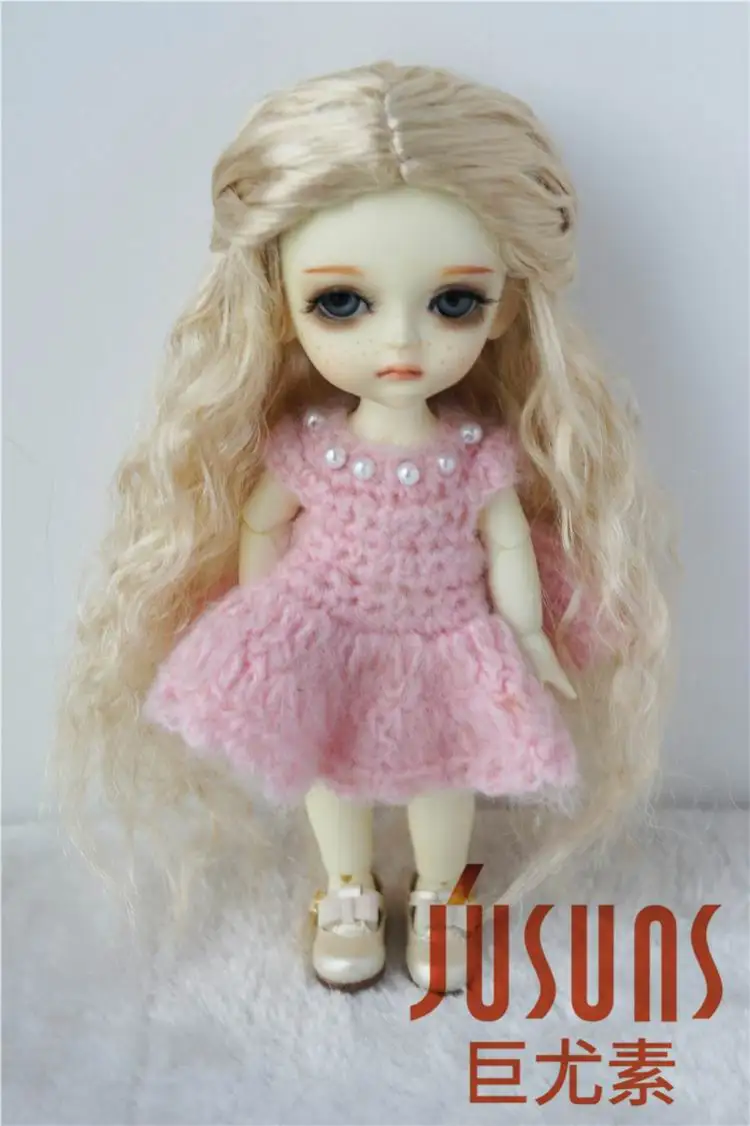 Size 5-6 Blond JD119 1/12 1/8 1/6 BJD кукольные парики Длинные Принцесса кудрявый парик Размер 4-5 дюймов 5-6 дюймов 6-7 дюймов синтетический мохеровый парик аксессуары для кукол - Цвет: Size 5-6 Blond