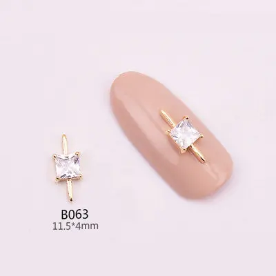 B063 5 шт 3D Металлические циркониевые украшения для дизайна ногтей, японские украшения для ногтей, высокое качество, циркониевые хрустальные маникюрные циркониевые алмазные подвески - Цвет: B063
