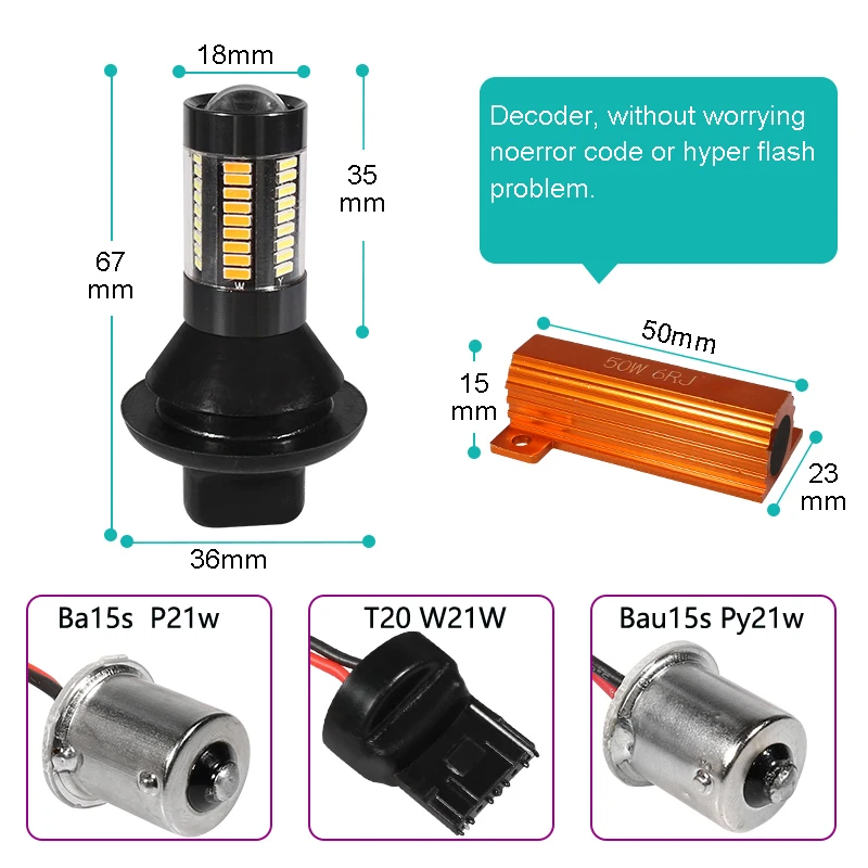 Двухцветные светодиодные лампы Gfoloza P21w Canbus 3156 p27w 1156 py21w T20 w21w поворотники без