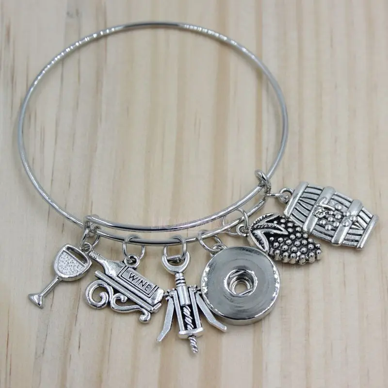 18mm Snap Jewelry Grape Wine Charm Bracelets Women Bracelet Adjustable Bangle Gifts | Украшения и аксессуары