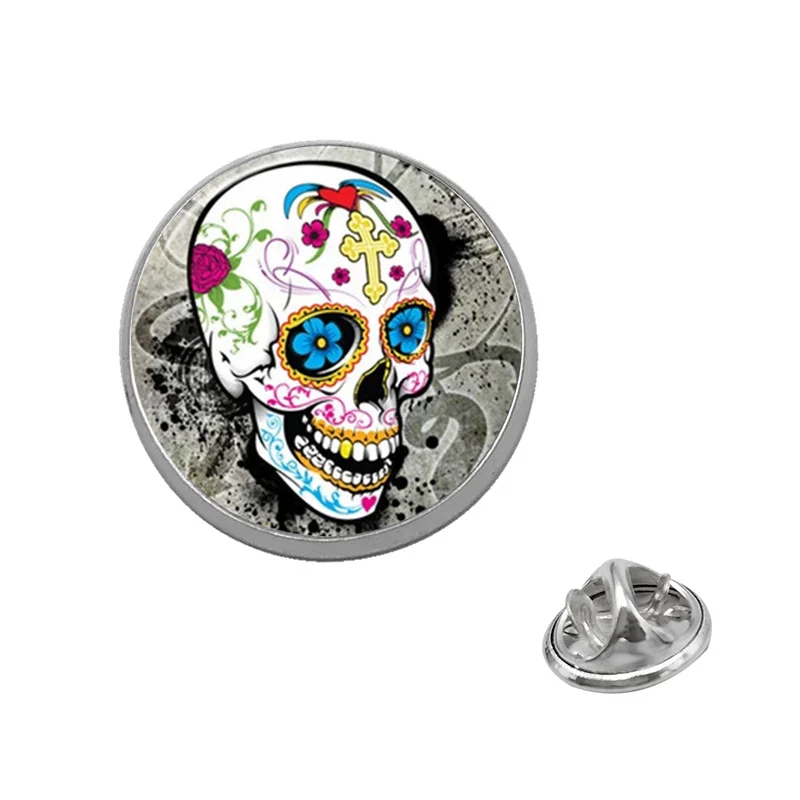 Suteyi Подвески в виде скелета цветы Череп стекло Купольные Броши для женщин и