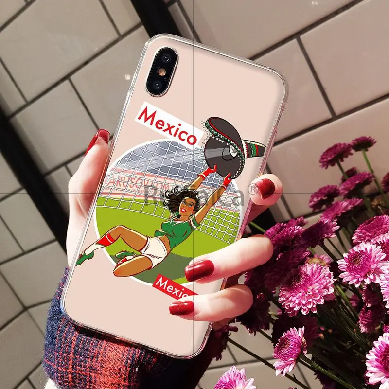 Ruicaica Sports FOOTBALL GIRL TPU Soft Silicone Transparent Phone Case for iPhone 6S 6plus 7 7plus 8 8Plus X Xs MAX 5 5S XR | Мобильные