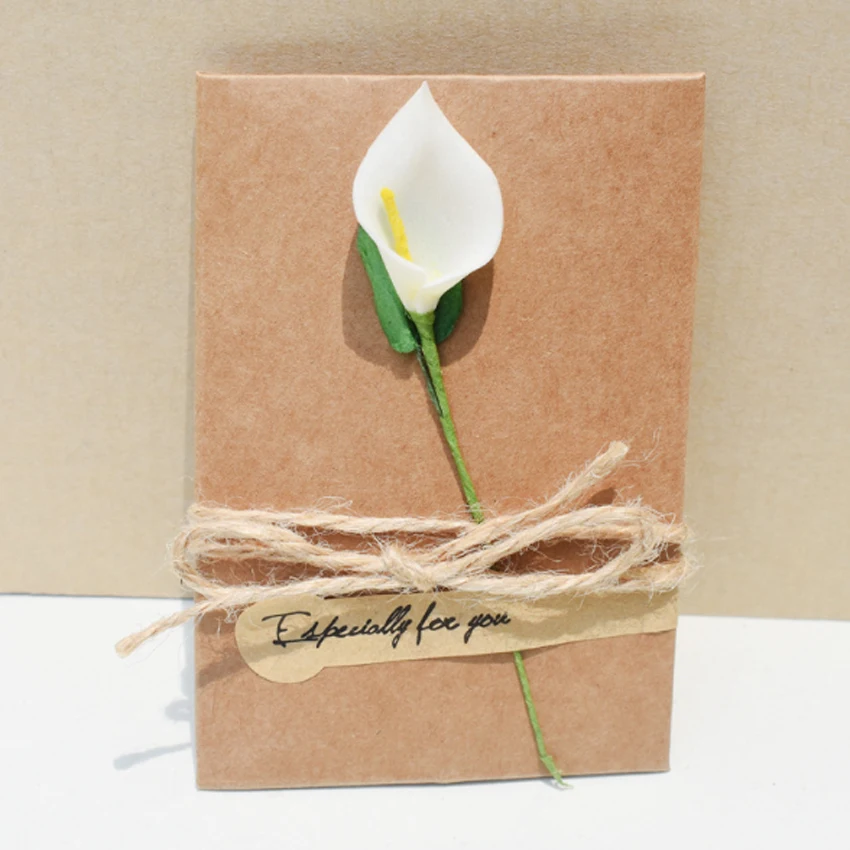 White calla lily 1 упак./лот Винтаж крафт Бумага сушенный цветочный поздравительная открытка с цветочным принтом конверт специально для Вас Подарки Сообщение пригласительная открытка - Цвет: White calla lily