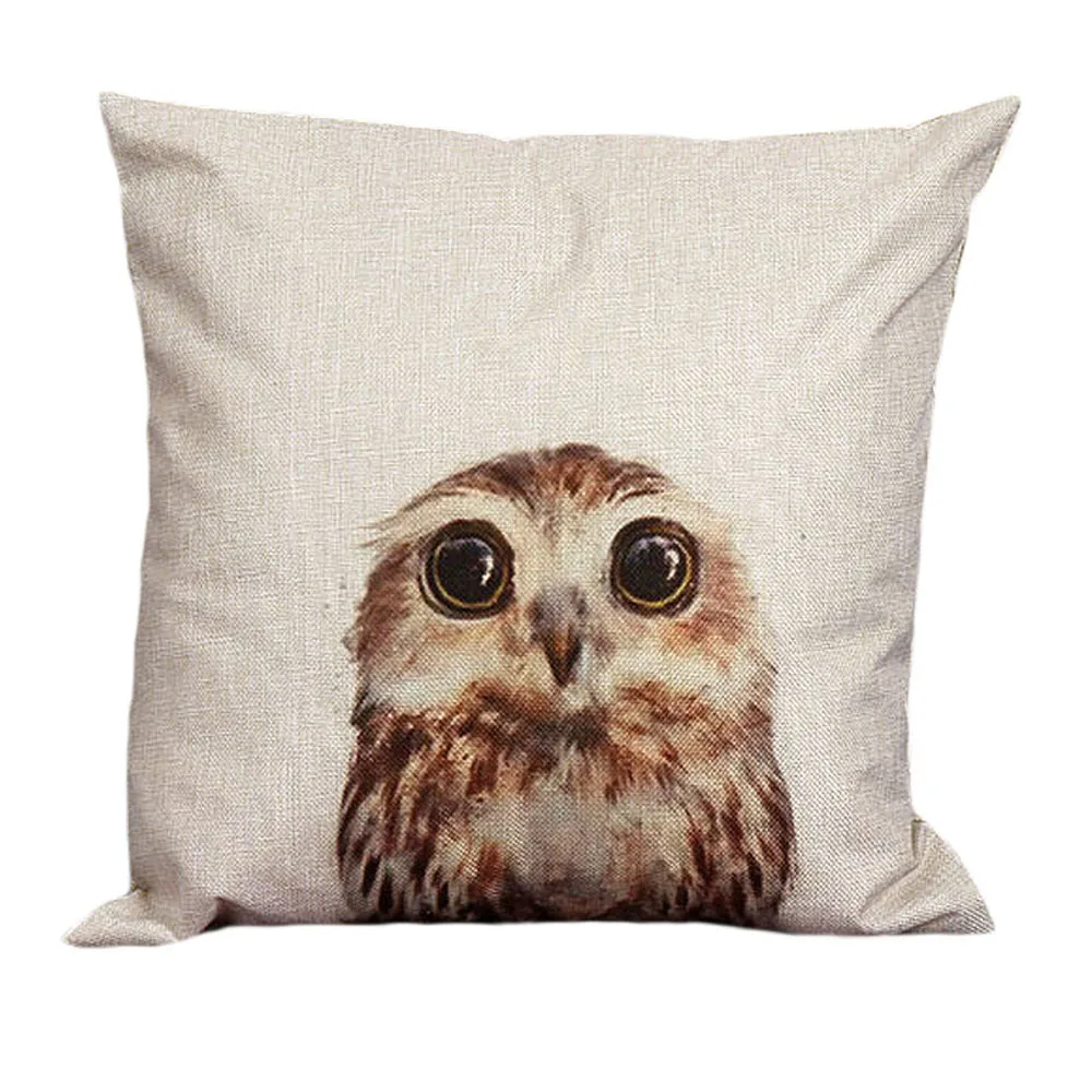 

Vintage Owl Cotton Linen Square Pillow Case Sofa Necessary Waist Throw Cushion Cover Home Decor Good Decoration