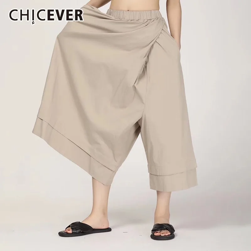 Летние повседневные однотонные женские брюки CHICEVER эластичные Асимметричные