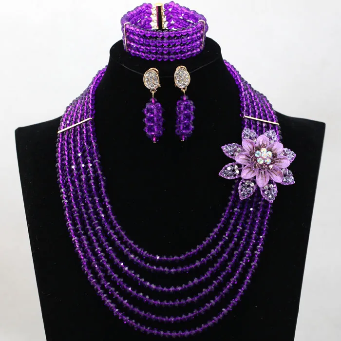 Подвески 6 слоев фиолетовые африканские Ювелирные наборы хрустальные бусины для