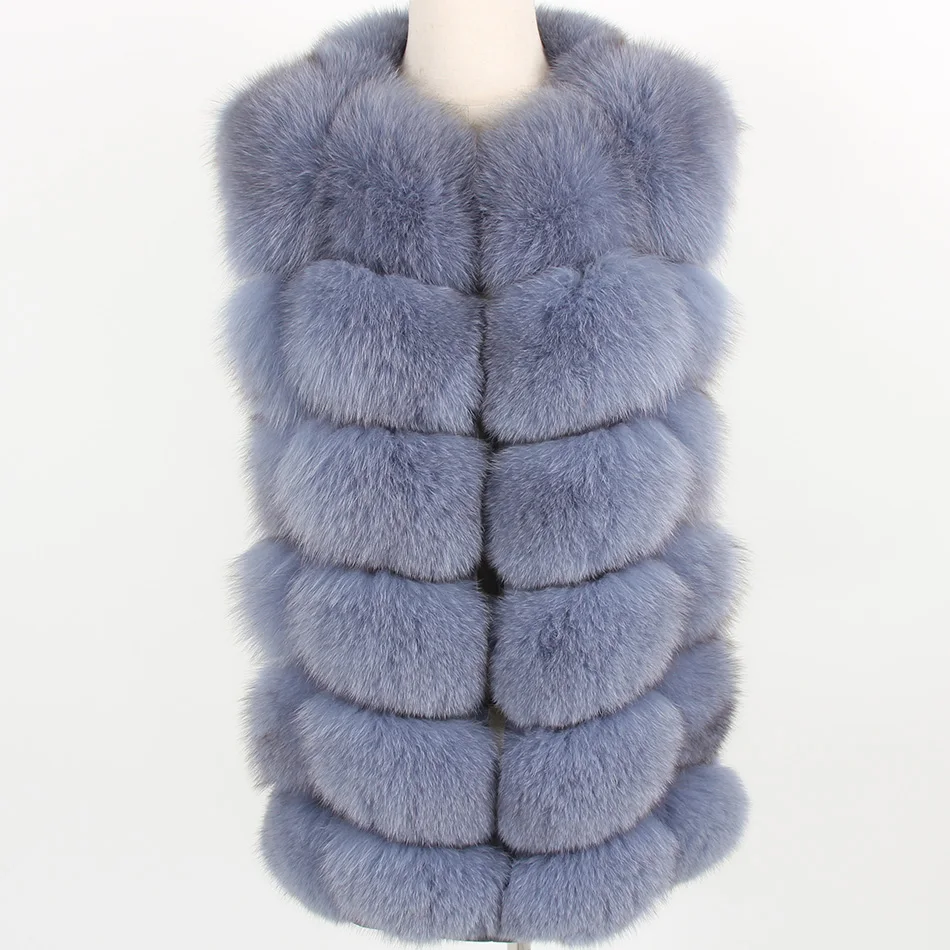 

Women's Puls Size Grey Natural Fox Fur Vest Coat Fashion Fur Grass Vest Jacket Parka