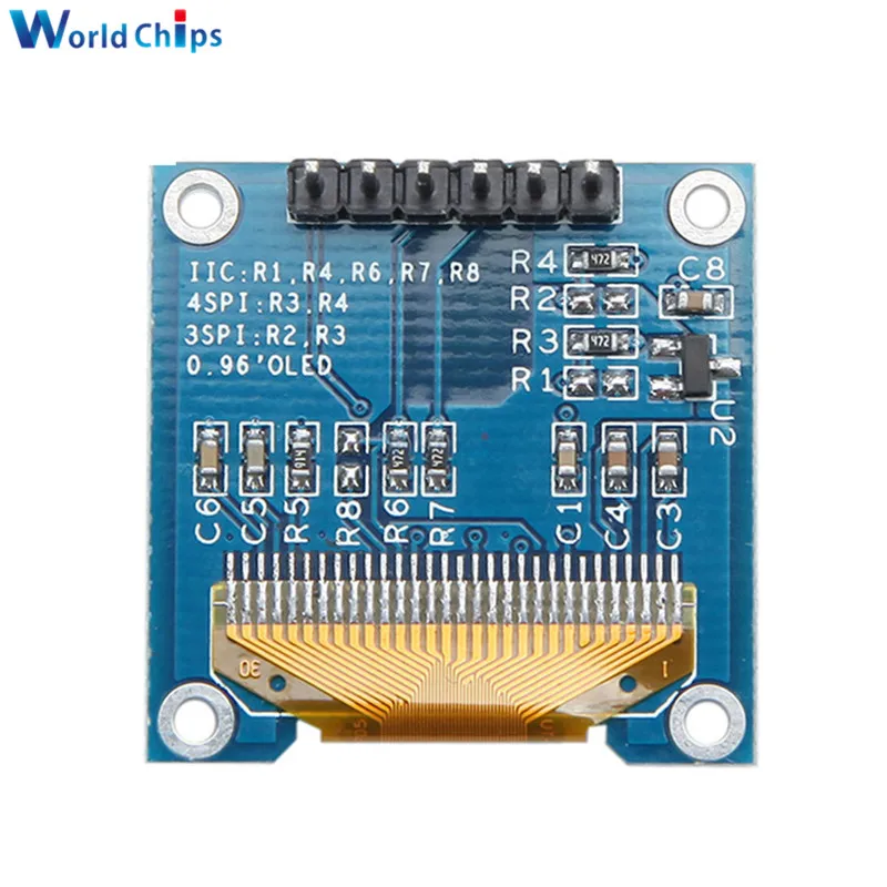 Цифровой SSD1306 OLED дисплей 0 96 дюйма SPI I2C 6 контактов интерфейс 12864 Синий/Белый ЖК