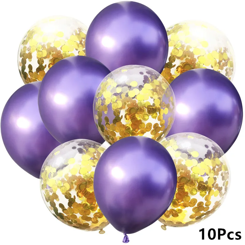 Metal Purple C Gold Свадебный фольгированный шар Круглые Конфетти баллон сердце гелиевые воздушные шары День рождения украшения для взрослых детей события воздушный шар Бало - Цвет: Metal Purple C Gold