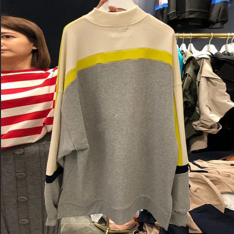 Корейский панелями для женщин осень толстовки 2018 новая мода женский с длинным