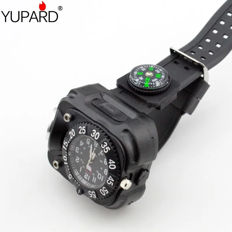Тактический фонарь YUPARD с компасом перезаряжаемый Q5 часы браслет фонарик
