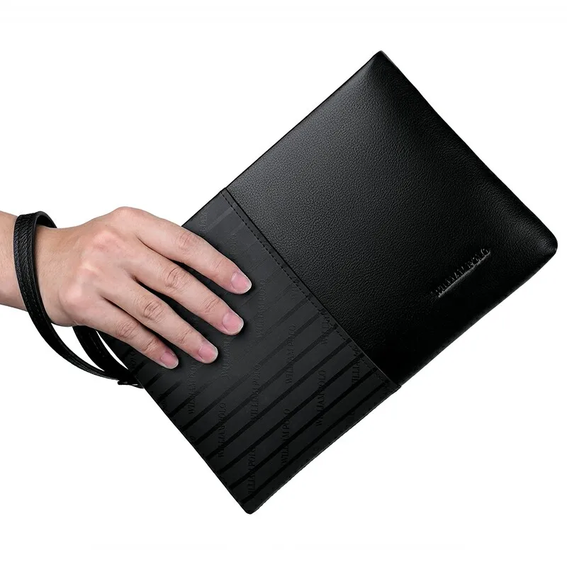 Elegant Black Мужские бумажники от роскошного бренда, модный вместительный кожаный мужской клатч, держатель для iPad, сумка-конверт, дизайн - Цвет: Elegant Black