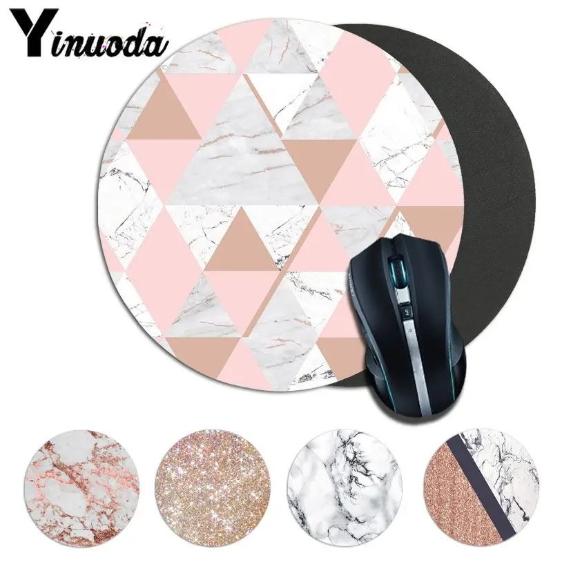 

Yinuoda Top Quality Modern Faux Gold Glitter Marble Mousepads gamer gaming Mouse pads round mousepad Rubber Rectangle Mousemats